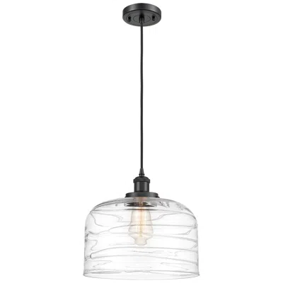 Innovations Lighting Ballston Urban Bell 12" Matte Black Corded Mini Pendant W/ Deco Swirl