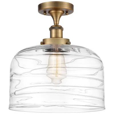 Innovations Lighting Ballston Urban Bell  12" Semi-flush Mount - Brass - Clear Deco Swirl