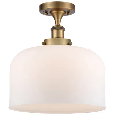 Innovations Lighting Ballston Urban Bell  12" Semi-flush Mount - Brushed Brass - Matte Whit