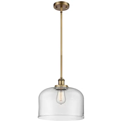 Innovations Lighting Ballston Urban Bell 12"w Brushed Brass Stem Mini Pendant W/ Clear Shad