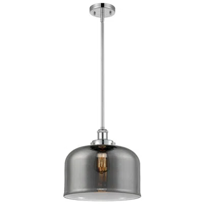 Innovations Lighting Ballston Urban Bell 12"w Chrome Stem Hung Mini Pendant W/ Smoke Shade