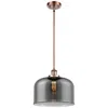 Innovations Lighting Ballston Urban Bell 12"w Copper Stem Hung Mini Pendant W/ Smoke Shade In Gray