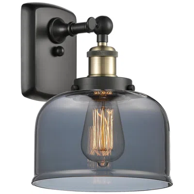 Innovations Lighting Ballston Urban Bell 13" High Black Brass Sconce W/ Plated Smoke Shade