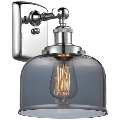 Innovations Lighting Ballston Urban Bell 13" High Polished Chrome Sconce W/ Plated Smoke Sh