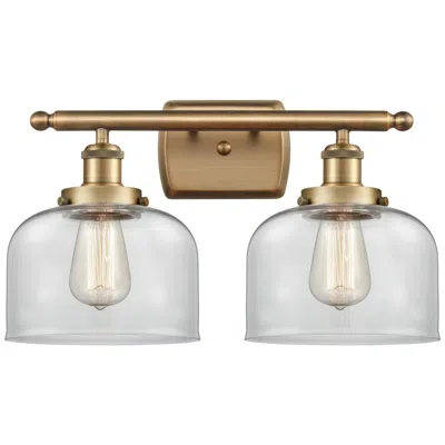 Innovations Lighting Ballston Urban Bell 18" 2 Light Brushed Brass Bath Light W/ Clear Shad