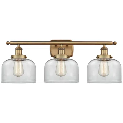 Innovations Lighting Ballston Urban Bell 28" 3 Light Brushed Brass Bath Light W/ Clear Shad