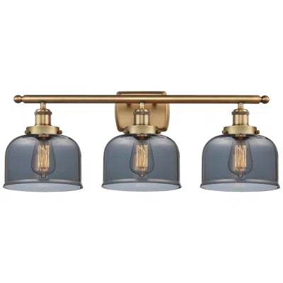 Innovations Lighting Ballston Urban Bell 28" 3 Light Brushed Brass Bath Light W/ Smoke Shad