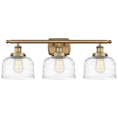 Innovations Lighting Ballston Urban Bell 28" 3 Light Brushed Brass Bath Light W/ Swirl Shad