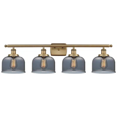 Innovations Lighting Ballston Urban Bell 38" 4 Light Brushed Brass Bath Light W/ Smoke Shad
