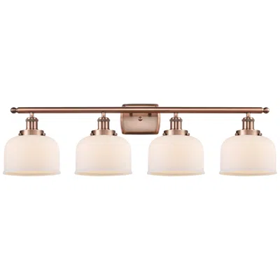 Innovations Lighting Ballston Urban Bell 38" 4 Light Copper Led Bath Light W/ White Shade In Brown