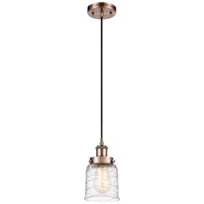 Innovations Lighting Ballston Urban Bell 5" Antique Copper Corded Mini Pendant W/ Deco Shad