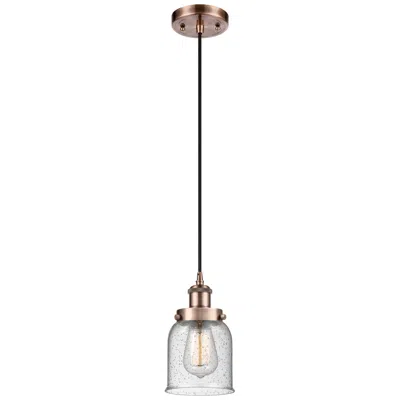 Innovations Lighting Ballston Urban Bell 5" Antique Copper Corded Mini Pendant W/ Seedy Sha