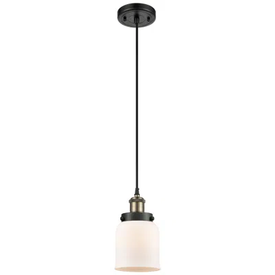 Innovations Lighting Ballston Urban Bell 5" Black Brass Corded Mini Pendant W/ White Shade