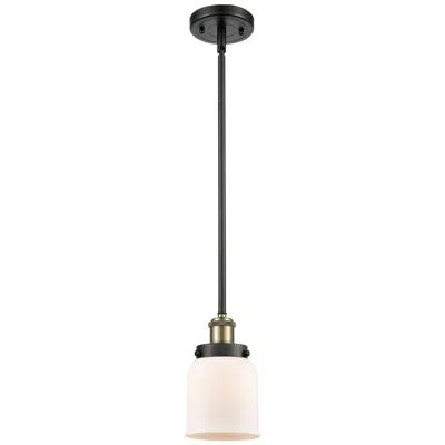 Innovations Lighting Ballston Urban Bell 5" Black Brass Stemmed Mini Pendant W/ White Shade