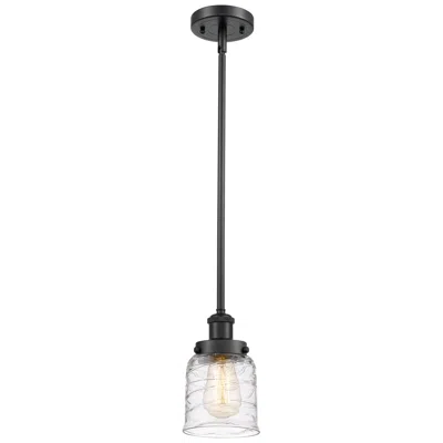 Innovations Lighting Ballston Urban Bell 5" Matte Black Stemmed Mini Pendant W/ Deco Swirl