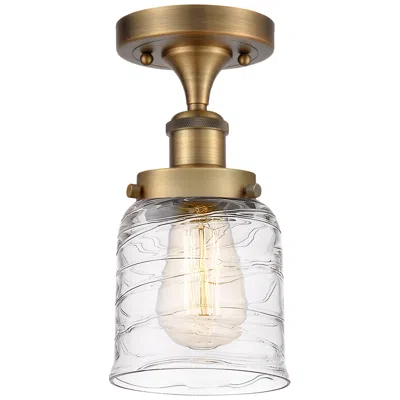 Innovations Lighting Ballston Urban Bell  5" Semi-flush Mount - Brushed Brass - Deco Swirl