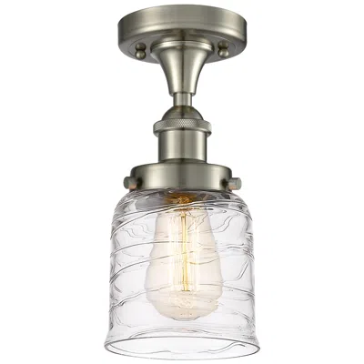 Innovations Lighting Ballston Urban Bell  5" Semi-flush Mount - Satin Nickel - Deco Swirl