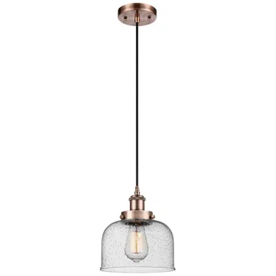 Innovations Lighting Ballston Urban Bell 8" Antique Copper Corded Mini Pendant W/ Seedy Sha