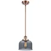 Innovations Lighting Ballston Urban Bell 8" Antique Copper Stemmed Mini Pendant W/ Smoke Sh In Black