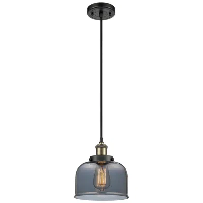 Innovations Lighting Ballston Urban Bell 8" Black Brass Corded Mini Pendant W/ Smoke Shade