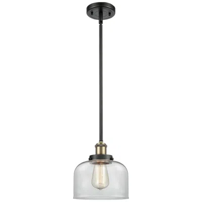 Innovations Lighting Ballston Urban Bell 8" Black Brass Stemmed Mini Pendant W/ Clear Shade