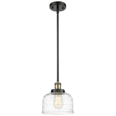 Innovations Lighting Ballston Urban Bell 8" Black Brass Stemmed Mini Pendant W/ Deco Shade