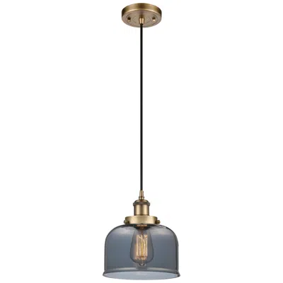 Innovations Lighting Ballston Urban Bell 8" Brushed Brass Corded Mini Pendant W/ Smoke Shad
