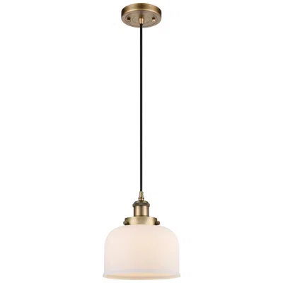 Innovations Lighting Ballston Urban Bell 8" Brushed Brass Corded Mini Pendant W/ White Shad