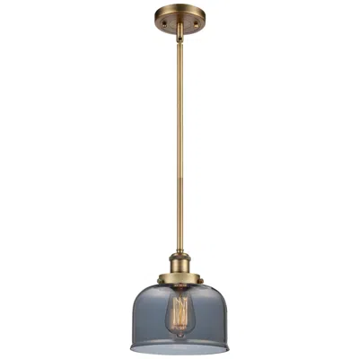 Innovations Lighting Ballston Urban Bell 8" Brushed Brass Stemmed Mini Pendant W/ Smoke Sha