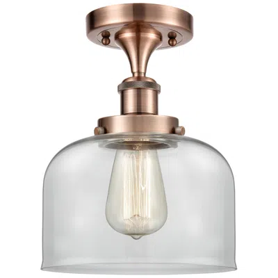 Innovations Lighting Ballston Urban Bell  8" Led Semi-flush Mount - Antique Copper - Clear