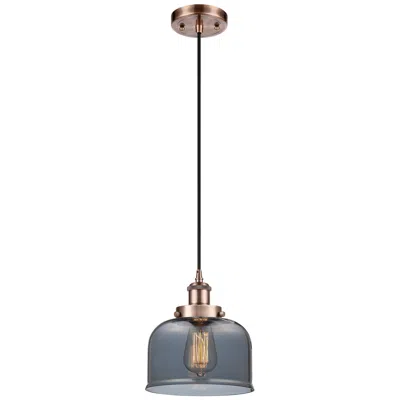Innovations Lighting Ballston Urban Bell 8" Mini Pendant - Antique Copper - Plated Smoke Sh