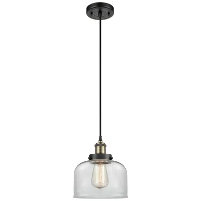Innovations Lighting Ballston Urban Bell 8" Mini Pendant - Black Antique Brass - Clear Shad