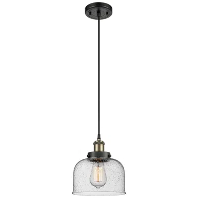 Innovations Lighting Ballston Urban Bell 8" Mini Pendant - Black Antique Brass - Seedy Shad