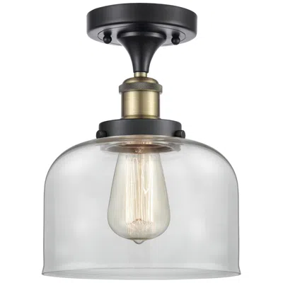 Innovations Lighting Ballston Urban Bell  8" Semi-flush Mount - Black Antique Brass - Clear