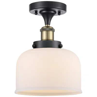 Innovations Lighting Ballston Urban Bell  8" Semi-flush Mount - Black Brass - Matte White