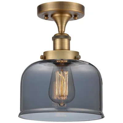 Innovations Lighting Ballston Urban Bell  8" Semi-flush Mount - Brushed Brass - Plated Smok