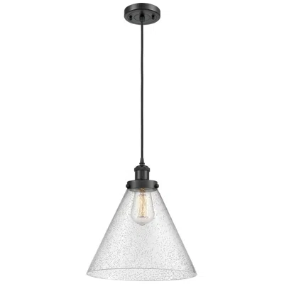 Innovations Lighting Ballston Urban Cone 10" Black Led Corded Mini Pendant W/ Seedy Shade