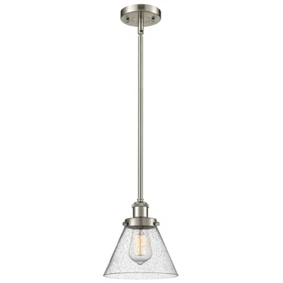 Innovations Lighting Ballston Urban Cone 10" Nickel Led Stem Hung Mini Pendant W/ Seedy Sha