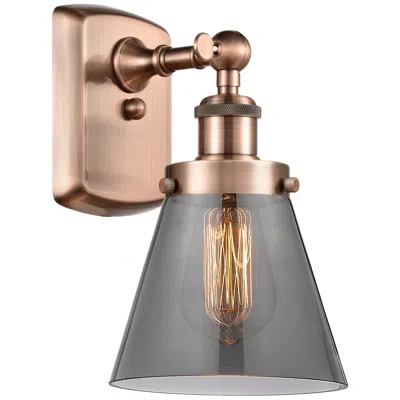 Innovations Lighting Ballston Urban Cone 11" High Copper Sconce W/ Plated Smoke Shade