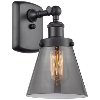 Innovations Lighting Ballston Urban Cone 11" High Matte Black Sconce W/ Plated Smoke Shade