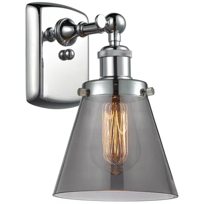 Innovations Lighting Ballston Urban Cone 11" High Polished Chrome Sconce W/ Plated Smoke Sh