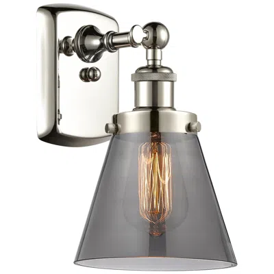 Innovations Lighting Ballston Urban Cone 11" High Polished Nickel Sconce W/ Plated Smoke Sh