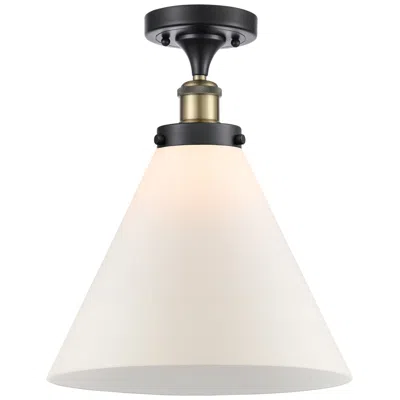 Innovations Lighting Ballston Urban Cone  12" Led Semi-flush Mount - Black Brass - Matte Wh
