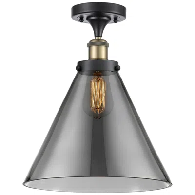 Innovations Lighting Ballston Urban Cone  12" Led Semi-flush Mount - Black Brass - Plated S