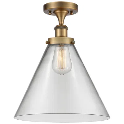 Innovations Lighting Ballston Urban Cone  12" Led Semi-flush Mount - Brushed Brass - Clear