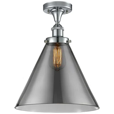 Innovations Lighting Ballston Urban Cone  12" Led Semi-flush Mount - Chrome - Plated Smoke