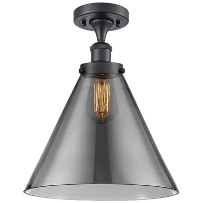 Innovations Lighting Ballston Urban Cone  12" Led Semi-flush Mount - Matte Black - Plated S