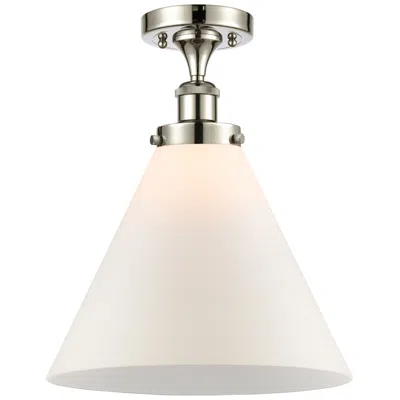 Innovations Lighting Ballston Urban Cone  12" Led Semi-flush Mount - Polished Nickel - Whit