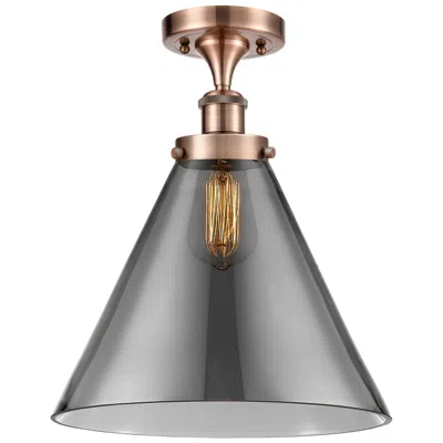 Innovations Lighting Ballston Urban Cone  12" Semi-flush Mount - Antique Copper - Plated Sm