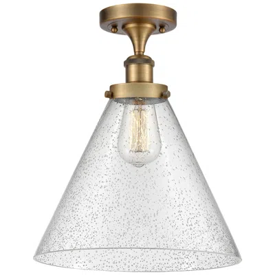 Innovations Lighting Ballston Urban Cone  12" Semi-flush Mount - Brushed Brass - Seedy Shad